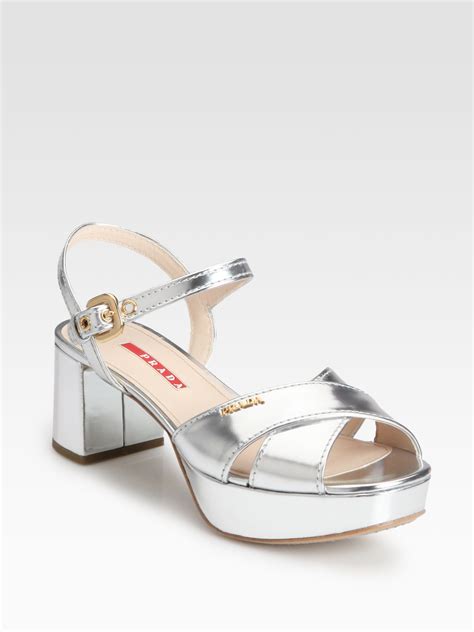 Prada silver platform shoes